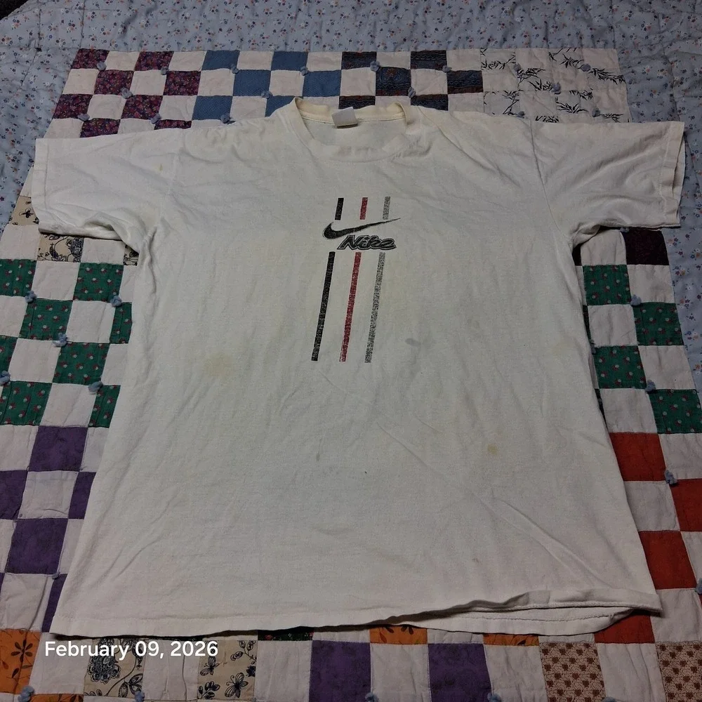 Vintage Y2K Nike T‎ Shirt Size XL White Distressed Single Stitch